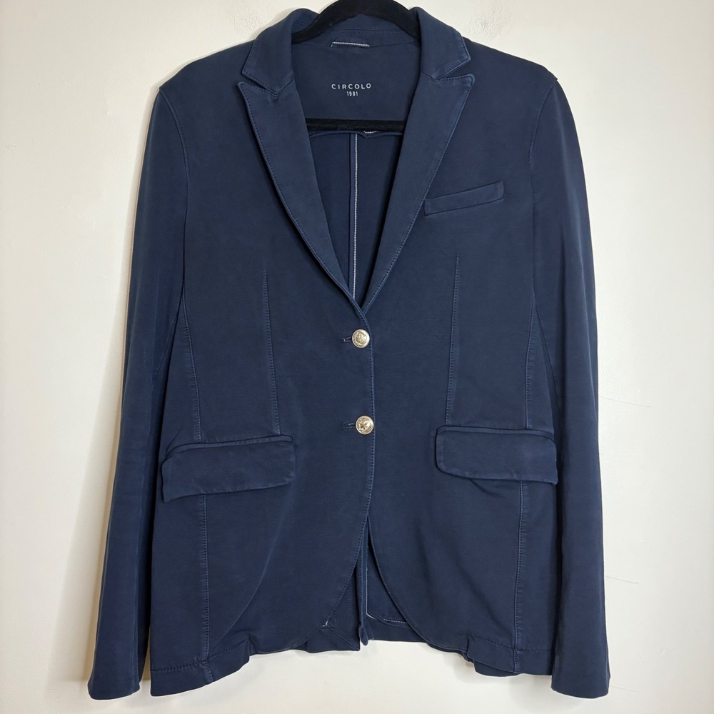Circolo 1901 Women's Navy Blue Cotton‎ Blend Blazer Jacket Size 46